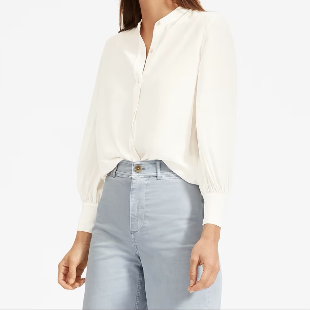 100% Silk Everlane The Clean Silk Blouson Shirt - S